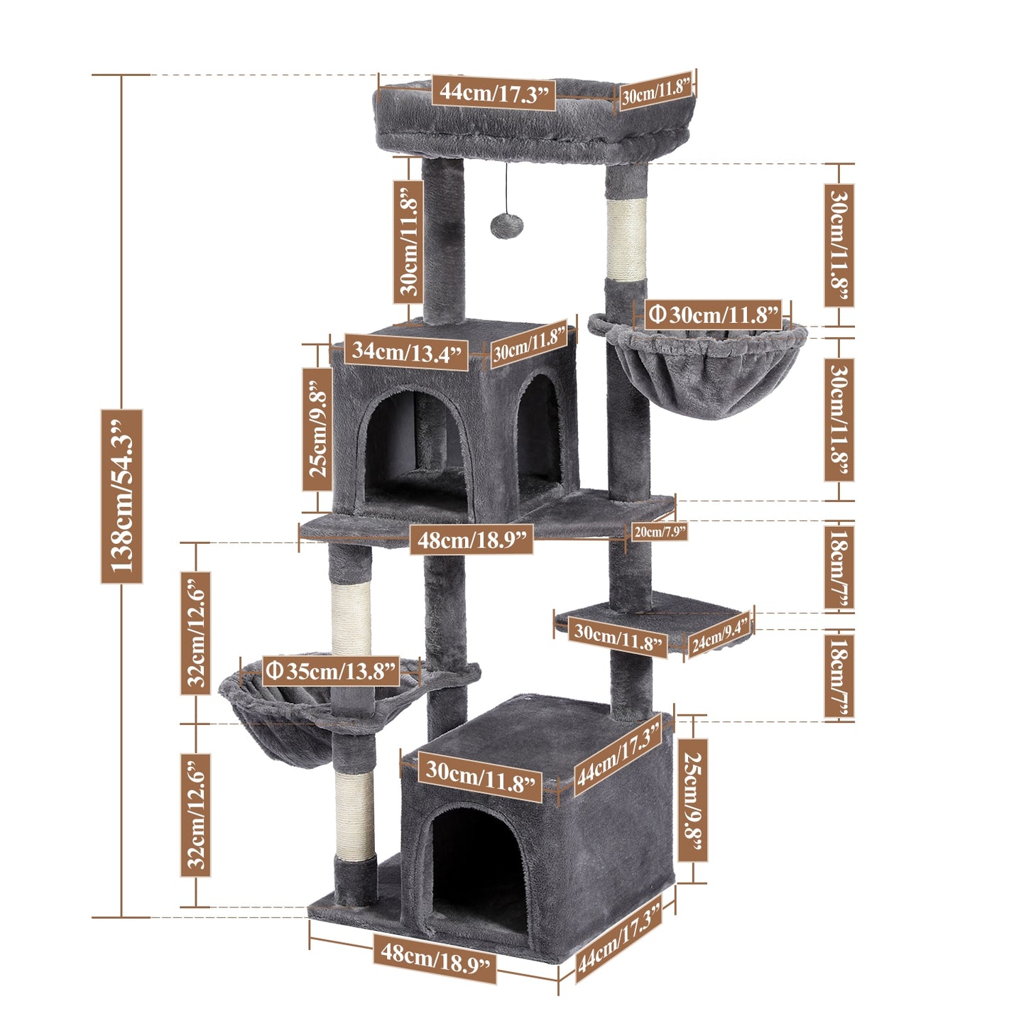 Extended Hammock 4 Level Cat Tree